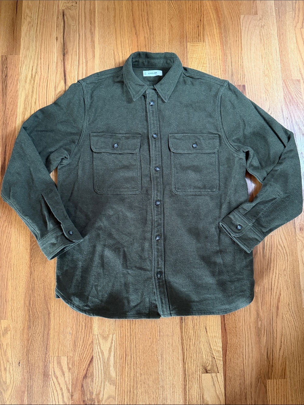 Everlane The Heavyweight Overshirt 100% Organic cotton HEATHERED green L
